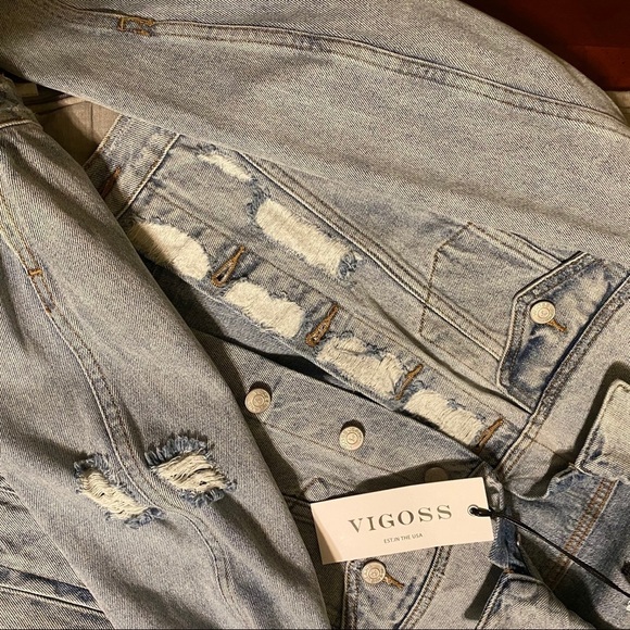 Vigoss Cotton Distressed Jean Jacket - Picture 9 of 13